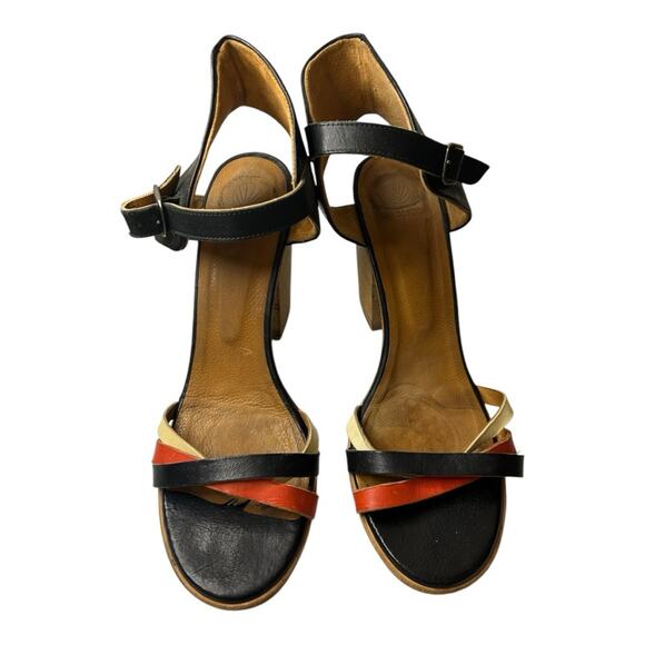 Coclico Spain multi color leather strappy stacked heel sandals. Size 41/10.5 - Picture 2 of 8